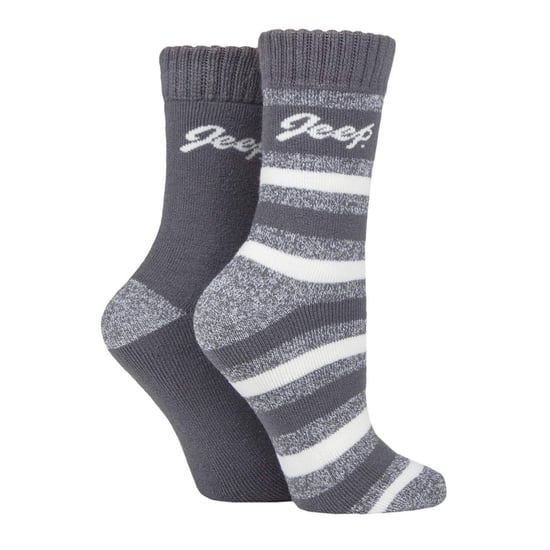 Calcetines Térmicos para Mujer | Jeep | Calcetines Transpirables Acolchados para Correr, Caminar y Senderismo | Calcetines Acolchados Diseño Rayas - Pizarra / Crema - Image 3