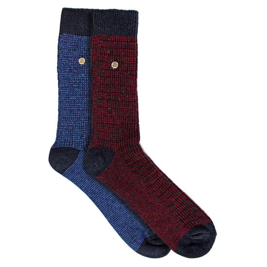 Calcetines de vestir de algodón para hombre | Calcetines de punto de peso medio, calcetines casuales con diseño acanalado para todos los días - Azul Marino / Morado - Image 3