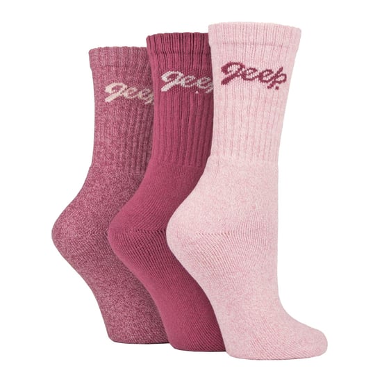 Womens Hiking Boot Socks | Jeep | Ladies Ribbed Outdoor Cushioned Socks with Reinforced Heel and Toe - Rose / Cream - Image 3