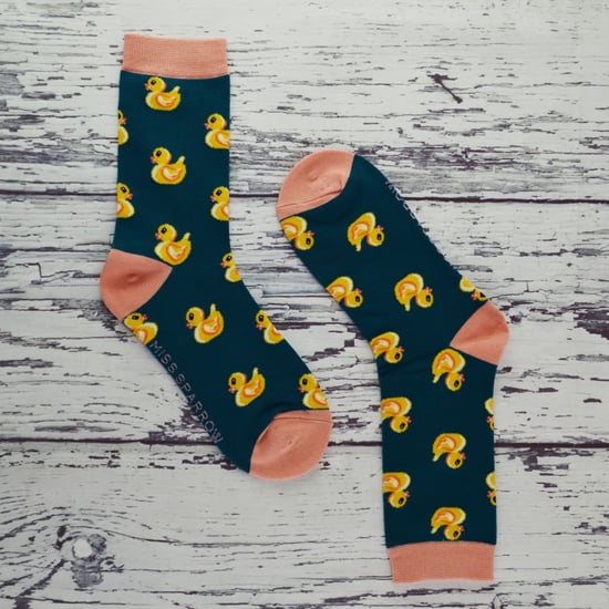 Calcetines de Goma con Dibujo de Pato para Mujer | Miss Sparrow | Calcetines de Bambú con Dibujo de Pato Suaves y Transpirables - Teal - Image 4