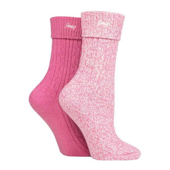 Calcetines de mujer con puño vuelto | Jeep | Calcetines de mujer para botas de senderismo, cómodos calcetines de poliéster de alto rendimiento - Cerise / Cream - Image 3