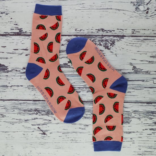 Calcetines de bambú con diseño divertido de sandía, aguacate y limones - Sandía (Rosa) - Image 3