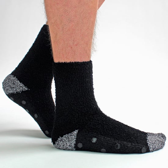 4 Pares de Calcetines de Cama para Hombre |Thermal Anti Slip Fuzzy Slipper Socks - Black / Orange Stripe - Image 3