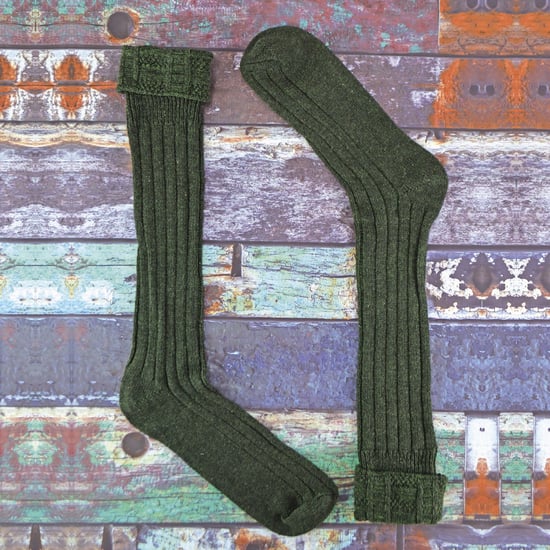 Calcetines para hombre hasta la rodilla en mezcla de lana acanalada - Crema - Image 4