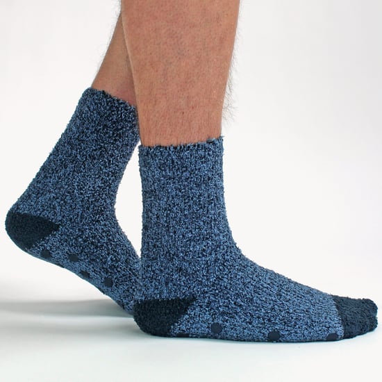 4 Pares de Calcetines de Cama para Hombre |Thermal Anti Slip Fuzzy Slipper Socks - Gris / Azul - Image 3