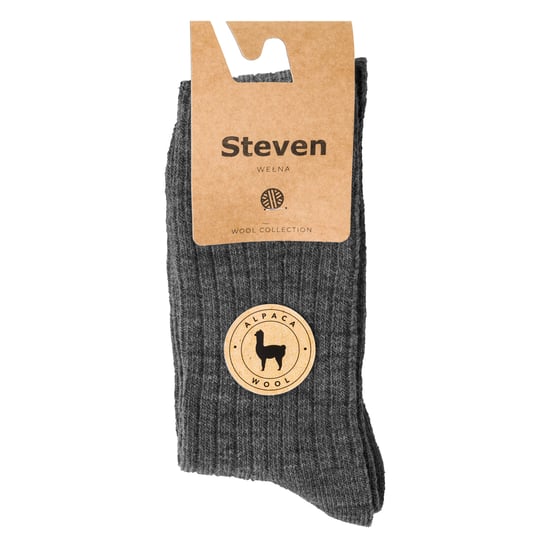 Calcetines de lana de alpaca para hombre | Steven | Knitted Crew Boot Socks - Grey - Image 2