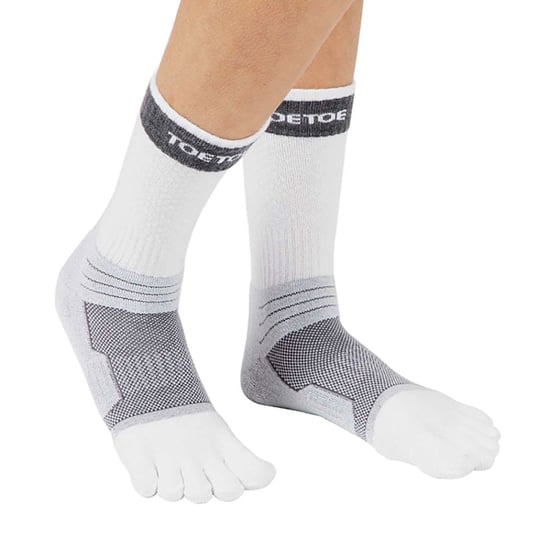 TOETOE - Calcetines Tobilleros Deportivos Transpirables de Tenis para Hombre y Mujer - Blanco y Gris - Image 3