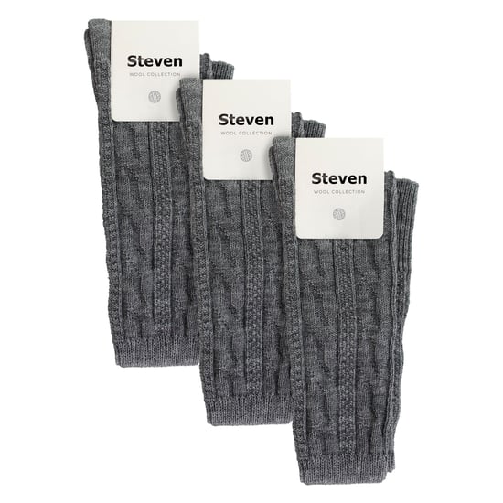 3 Pares de Calcetines de Lana para Mujer Steven Calcetines de Lana Extra Largos para Mujer - Gris - Image 2