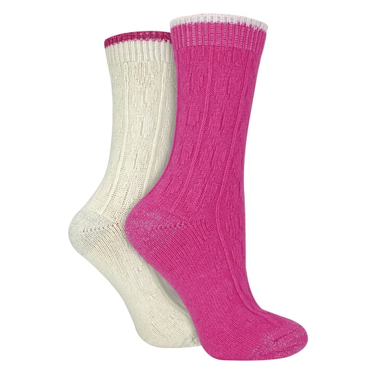 Pack de 4 calcetines de mujer de punto por cable | Wildfeet | Lurex Glitter Socks for Women - Cream/Pink - Image 3
