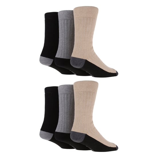 Pack 6 Calcetines de algodón para caminar, hacer senderismo y correr - Negro / Gris / Beige - Image 3