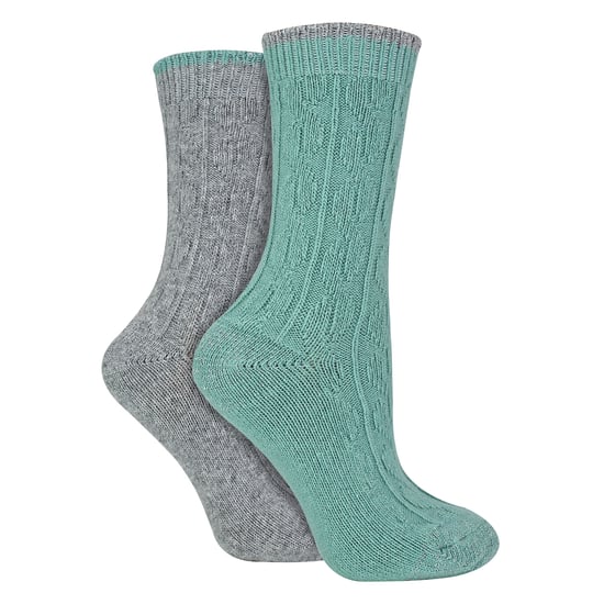 Pack de 4 Calcetines de mujer de punto por cable | Wildfeet | Lurex Glitter Socks for Women - Grey/Green - Image 3