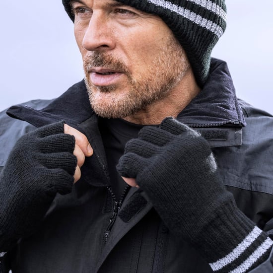 Guantes reflectantes de punto sin dedos para hombre en invierno | Calentadores | Guantes de trabajo térmicos Hi Viz - Negro - Image 4