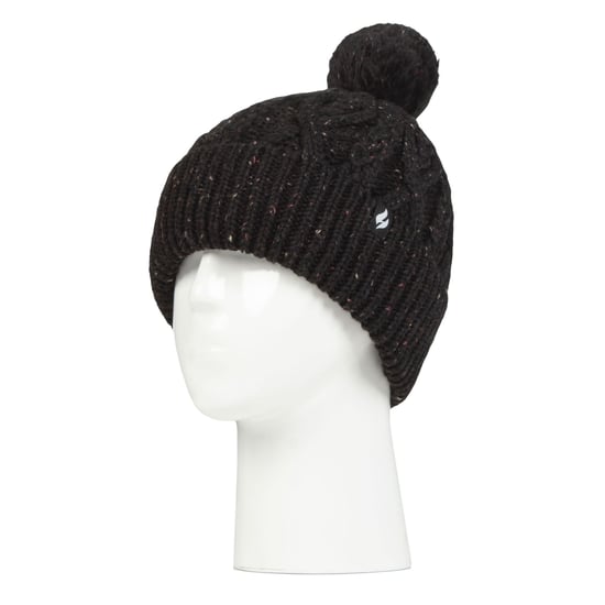 Gorro Pom Pom Bobble Mujer | Calentadores | Gorro Caliente de Punto con Forro Polar Heatweaver | Estilo Salzburgo - Negro - Image 3