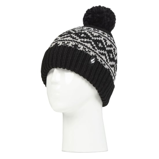 Gorro de mujer con estampado | Calentadores | Tejido de punto grueso con forro polar Heatweaver | Estilo Billingen - Negro - Image 3
