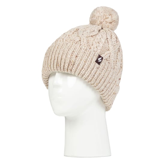 Gorro de mujer con forma de pompón | Calentador | Gorro de punto grueso y cálido con forro polar Heatweaver | Estilo Salzburgo - Natural - Image 3
