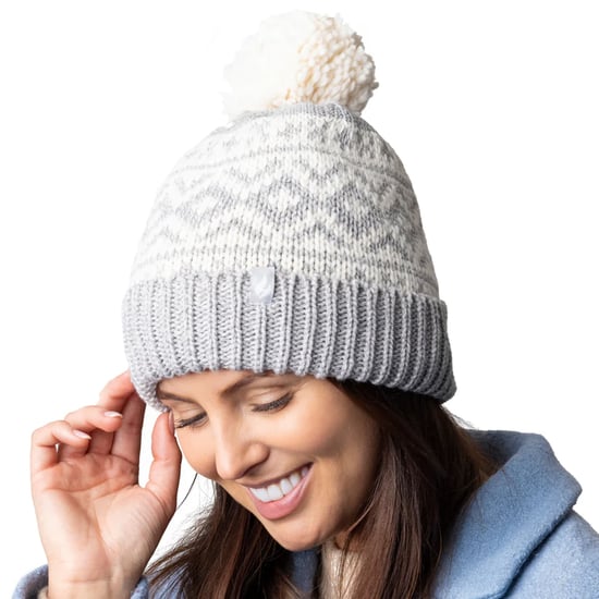 Gorro de mujer con estampado | Calentadores | Tejido de punto grueso con forro polar Heatweaver | Estilo Billingen - Gris claro - Image 4