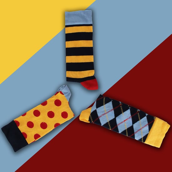 HS by Happy Socks - Pack de 3 calcetines de vestir divertidos y originales para hombre - Punto (Azul Marino) - Image 3