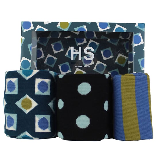 HS by Happy Socks - Calcetines de vestir para hombre en caja de regalo de 3 unidades - Cuadrados - Image 4