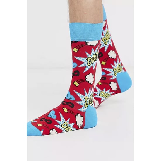 Calcetines para el Día del Padre | Calcetines Happy | Calcetines rojos y azules divertidos con talón y puntera reforzados | Regalo para el Día del Padre - Rojo - Image 5