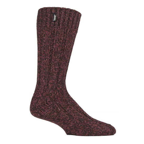 Calcetines de senderismo de lana para hombre | Jeep | Diseño acanalado de punto Calcetines acolchados para botas de trekking, correr, caminar - Marrón / Berry - Image 3