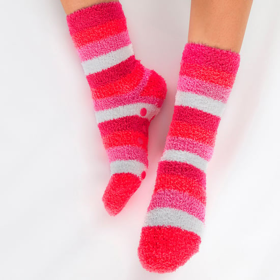 4 Pares de Calcetines de Cama para Mujer con Grips| Antideslizante Térmico Zapatillas Esponjosas - Raya 1 - Image 4