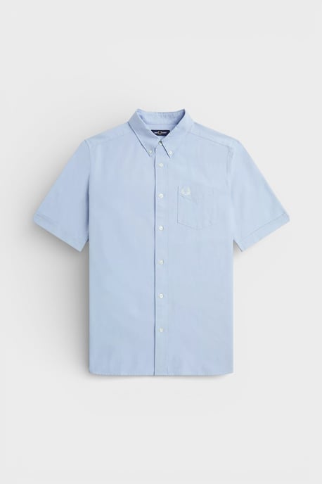 Camisa Oxford De Manga Corta Color Gris Claro De Fred Perry - Image 1