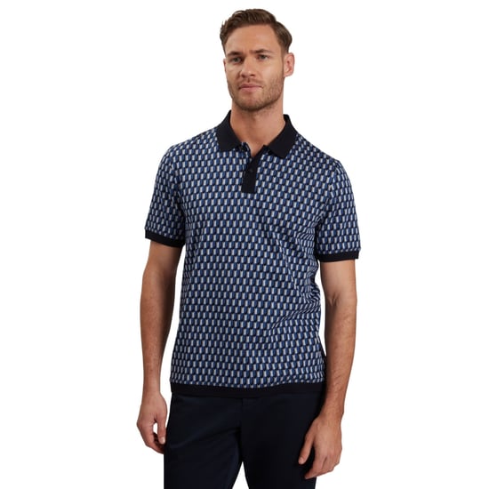 Polo Azul Marino Con Rayas Jacquard Y Estampado Geométrico De Ted Baker Hamishs - Image 2