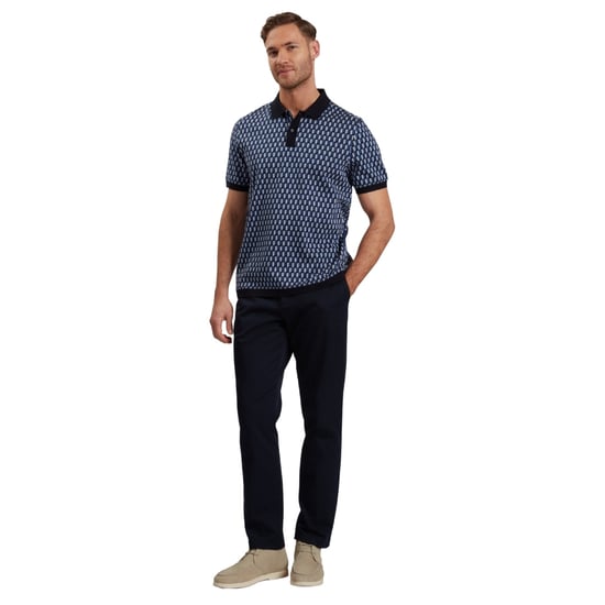 Polo Azul Marino Con Rayas Jacquard Y Estampado Geométrico De Ted Baker Hamishs - Image 4