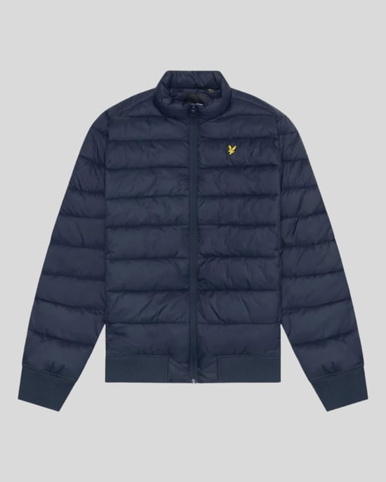 Chaqueta acolchada con cuello alzado en azul marino oscuro con marca de Lyle & Scott - Image 5