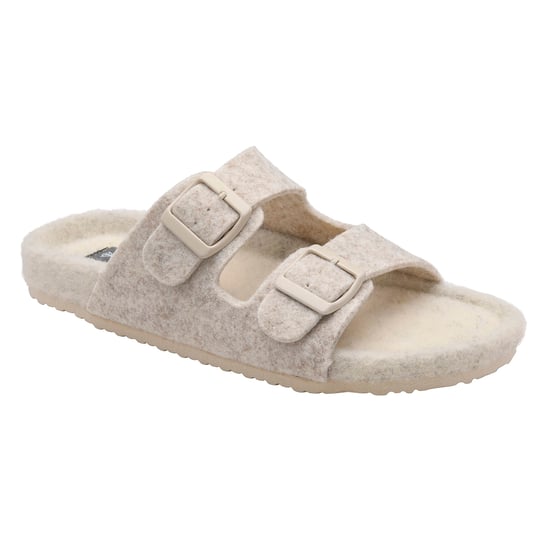 Zapatillas de casa de piel sintética para mujer con doble hebilla, abiertas en la punta, talla UK 3-8 - Image 4