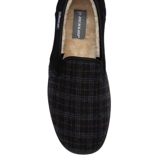 Zapatillas de casa de cuadros para hombre, negro, carbón, acolchadas, UK 7-12 - Image 3