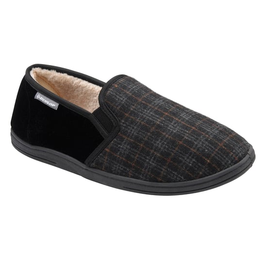 Zapatillas de casa de cuadros para hombre, negro, carbón, acolchadas, UK 7-12 - Image 4