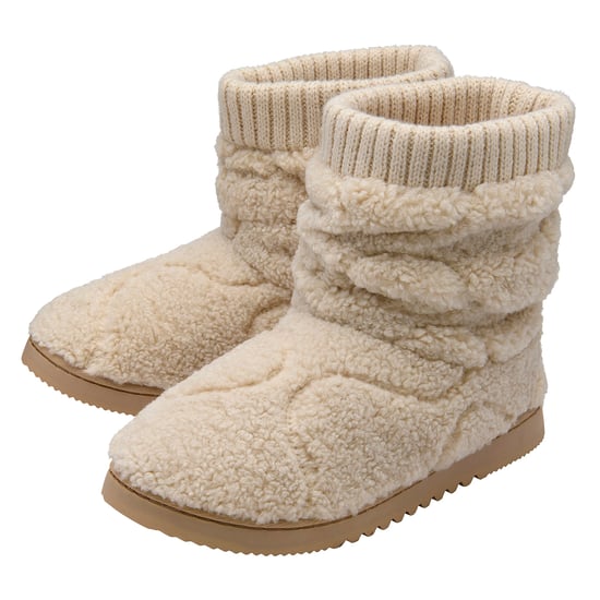 Zapatillas de casa de felpa teddy para mujer en color avena taupe, cálidas, UK 3-8 - Image 1
