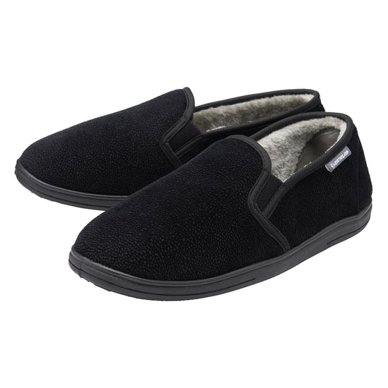 Zapatillas de casa texturizadas para hombre en negro, cerradas por detrás, acolchadas, talla UK 6-13 - Image 1