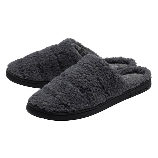 Zapatillas de casa de felpa Teddy para hombre, color carbón, sin respaldo, talla UK 7-13 - Image 1