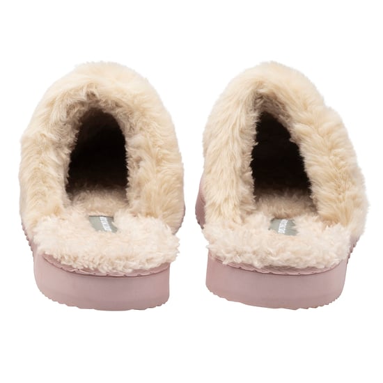 Zapatillas de casa de mujer con borde de piel sintética marrón rosa beige cálidas UK 3-8 - Image 2