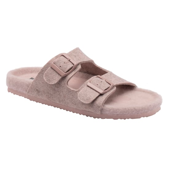 Zapatillas de casa de pelaje sintético para mujer con doble hebilla y punta abierta UK 3-8 - Image 4
