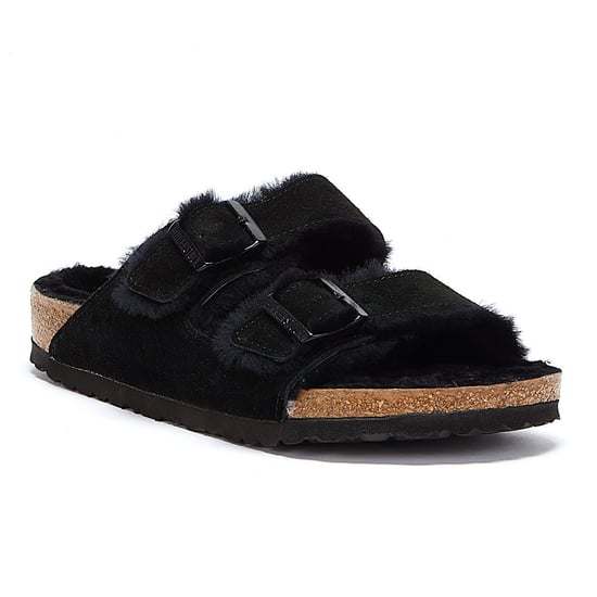 Birkenstock Arizona Fur Black Sandals - Image 2
