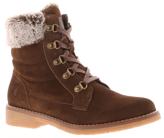 Hush Puppies Womens Ankle Boots Florence Suede Leather Zip and Lace brown - Image 1