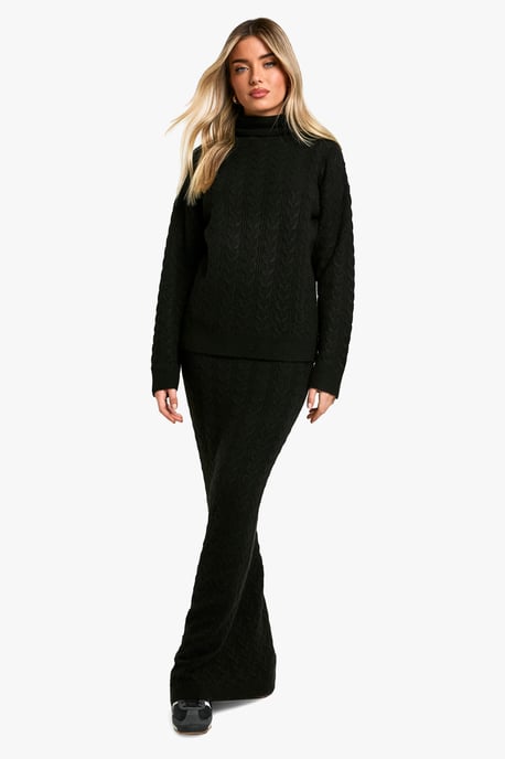 Soft Cable Roll Neck Jumper And Maxi Skirt Co-ord - Image 3