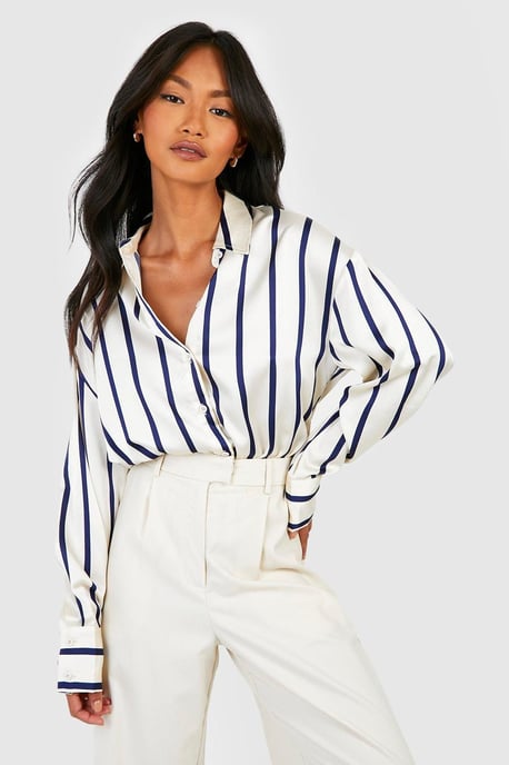 Fine Stripe Satin Shirt - Image 1