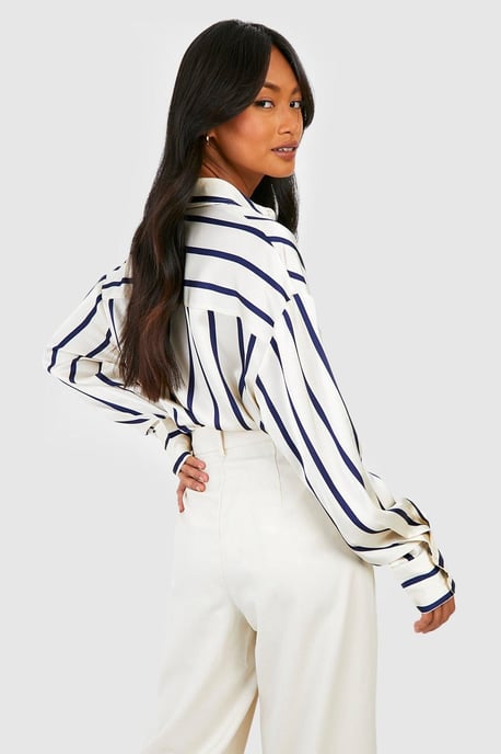 Fine Stripe Satin Shirt - Image 2