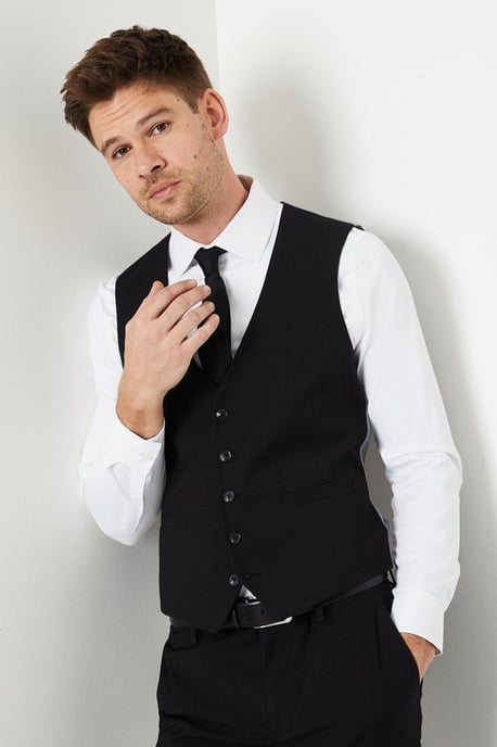 Tailored Fit Black Essential Waistcoat - Image 5