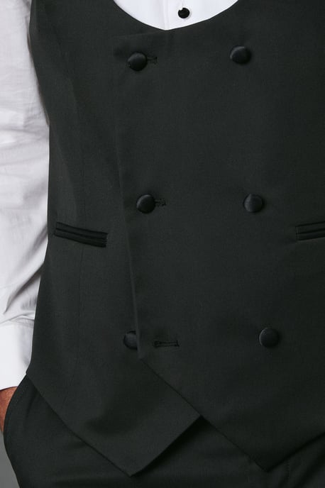 Tailored Fit Black Tuxedo Suit Waistcoat - Image 5