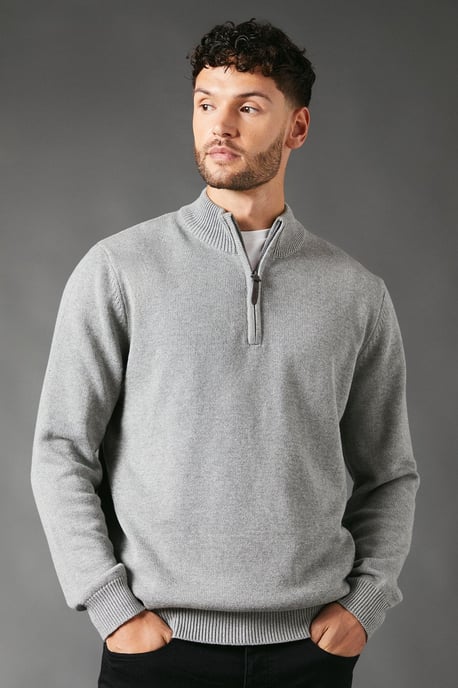 Premium Pure Cotton Half Zip Funnel Jumper - Image 1