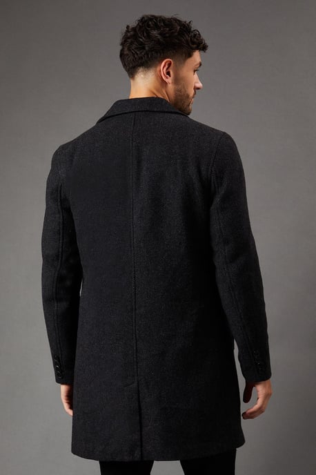 Charcoal Double Breasted Wool Blend Coat - Image 3