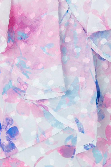 Petite Floral Dobby Ruffle Midi Dress - Image 5