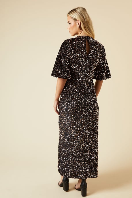 Petite Velvet Sequin Midi Dress - Image 3