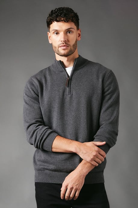 Premium Pure Cotton Half Zip Funnel Jumper - Image 1
