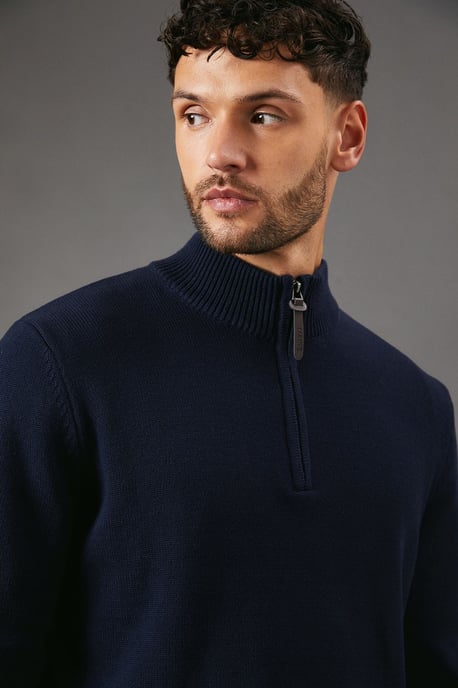 Premium Pure Cotton Half Zip Funnel Jumper - Image 4